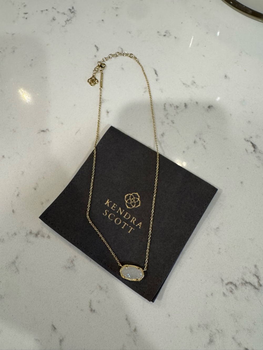 Kendra Scott Gold White Opal Pendant Necklace